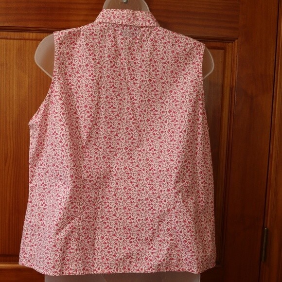 Sonoma Red Micro Ditsy Floral Button Down Sleeveless Top Blouse Women’s LG - Picture 5 of 8